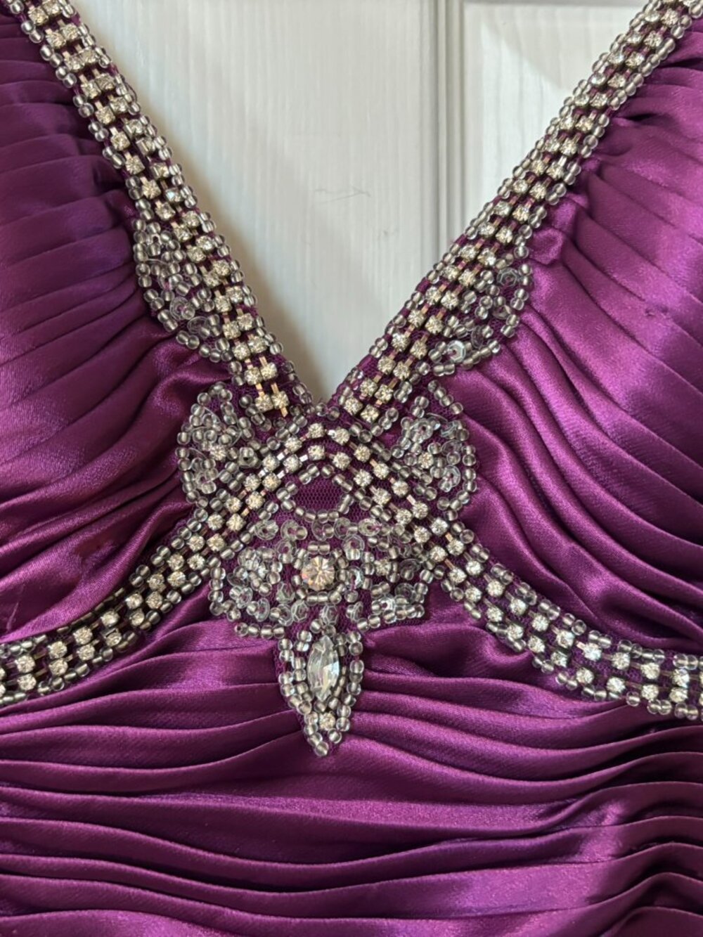 NWT Chicas Royal Purple Gown with Rhinestone and Bead Embellishments Size Small - Picture 6 of 14